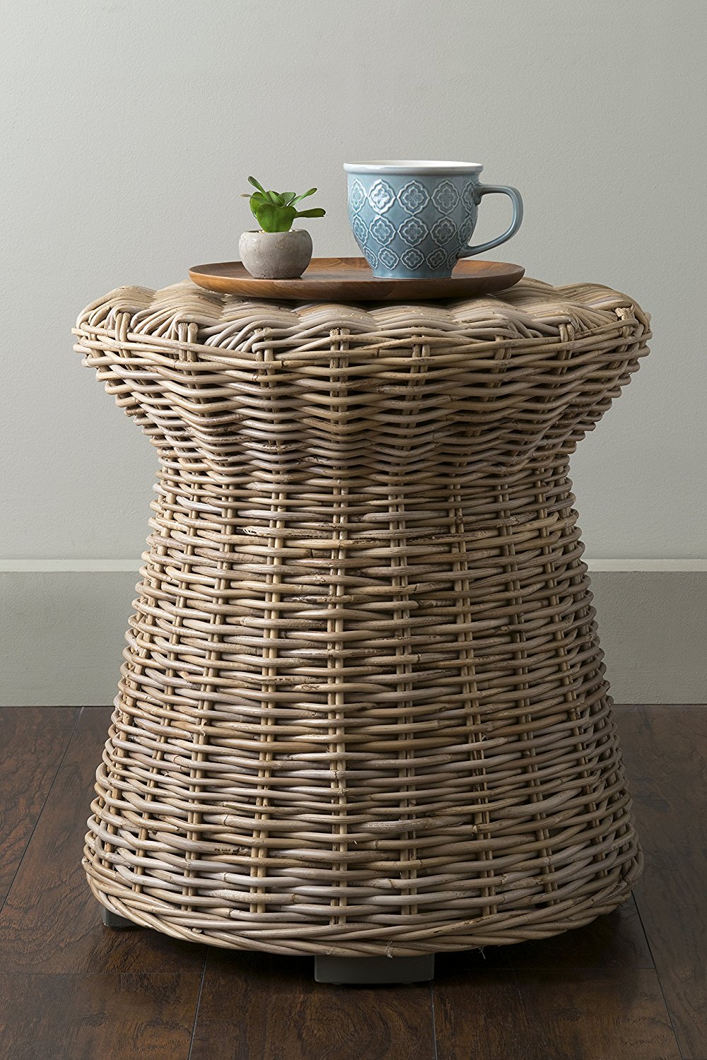 Woven rattan end table