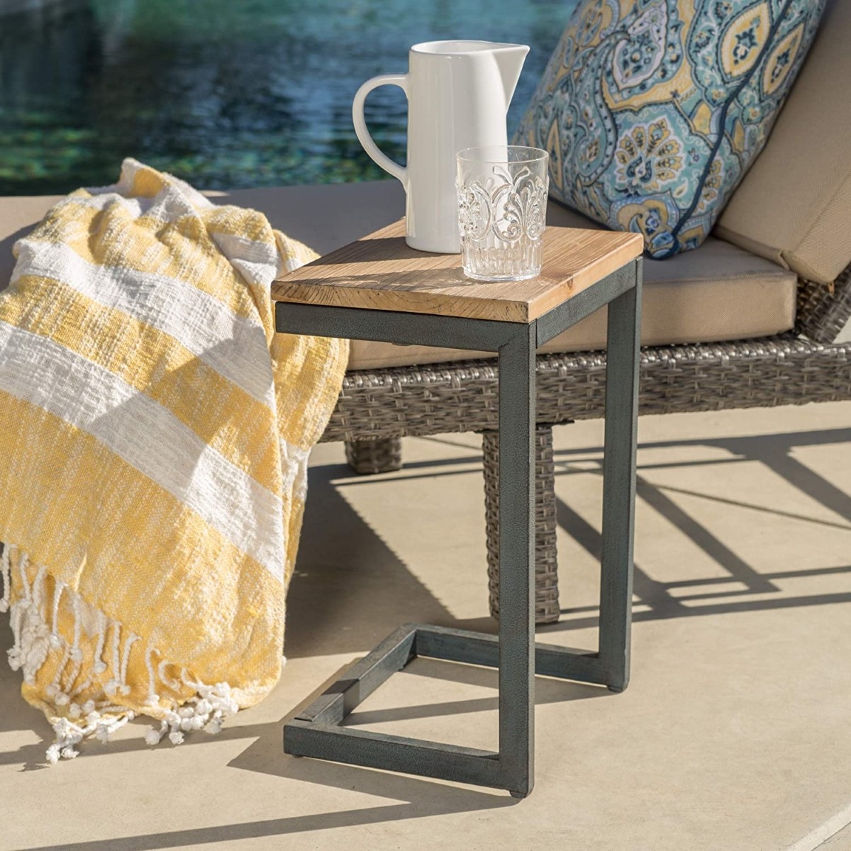 C-shaped outdoor table