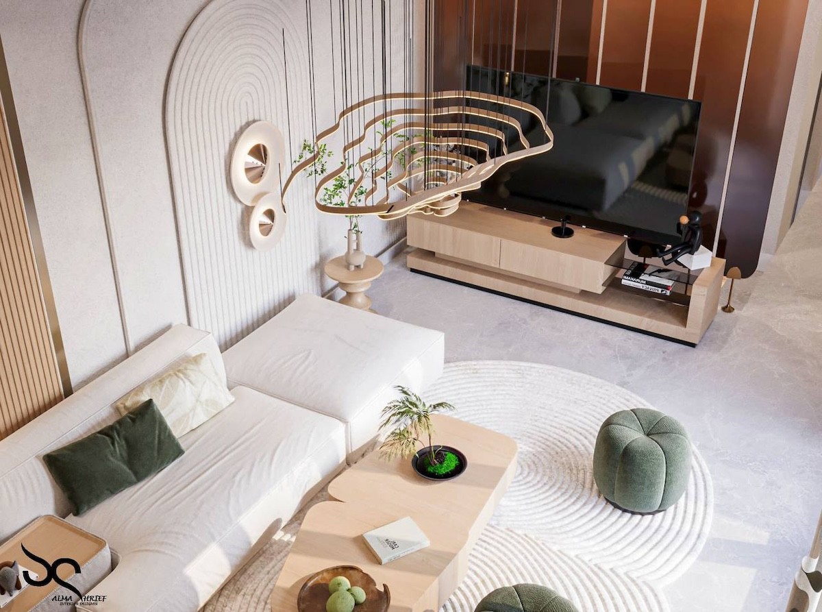white wood living room